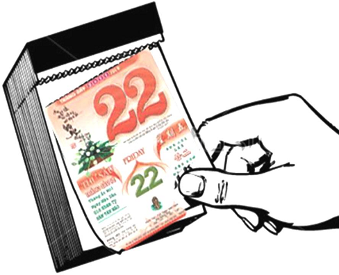 일력 뜯는 손 그래픽