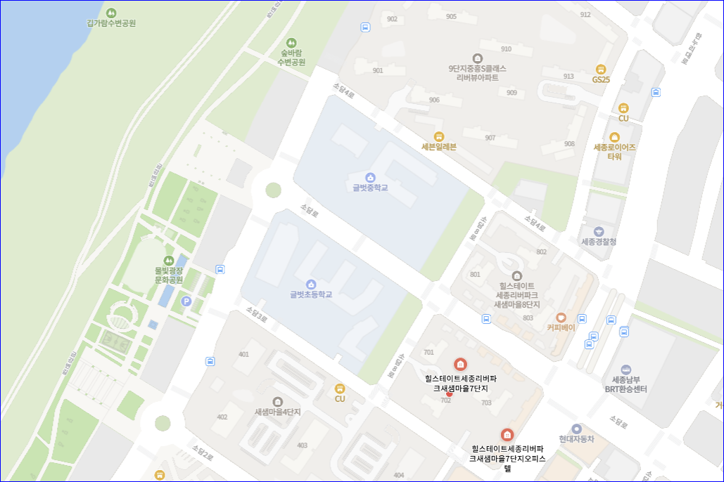 세종 리버파크 7단지, 8단지 주변 지도