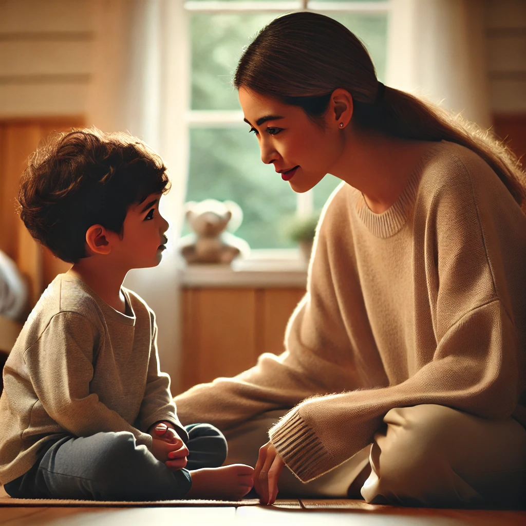 아이의 훈육 모습의 사진