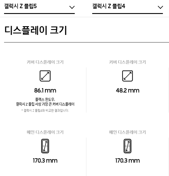 Z플립5 스펙비교