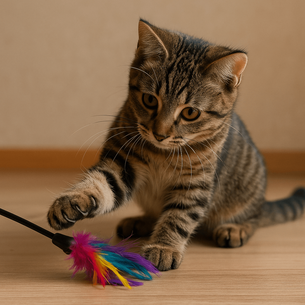 고양이가 장난감을 가지고 노는 그림