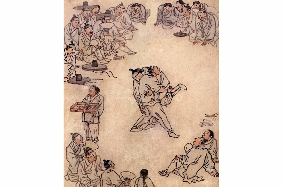 김홍도, 《풍속화_씨름》, CC BY 4.0 / 제공: 한국이미지DB
