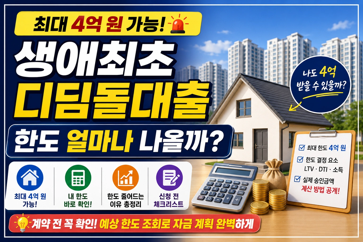 생애최초 디딤돌대출 한도 얼마나 나올까 최대 4억 원 받는 조건