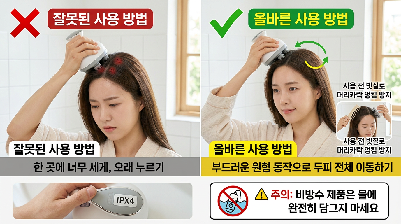 두피마사지기 사용 실수 주의사항