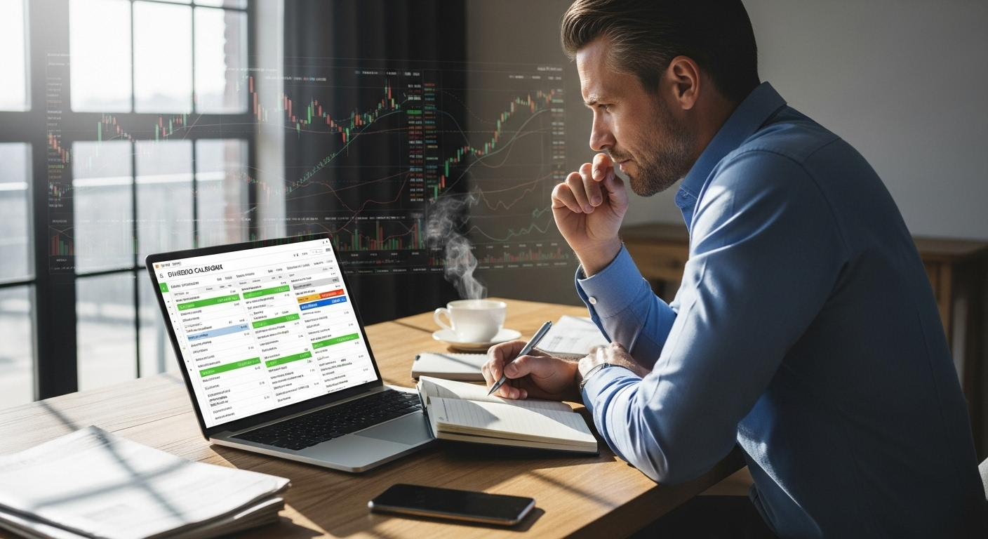 배당락일 일정을 확인하며 배당금 수령 시기를 계획하는 투자자의 모습