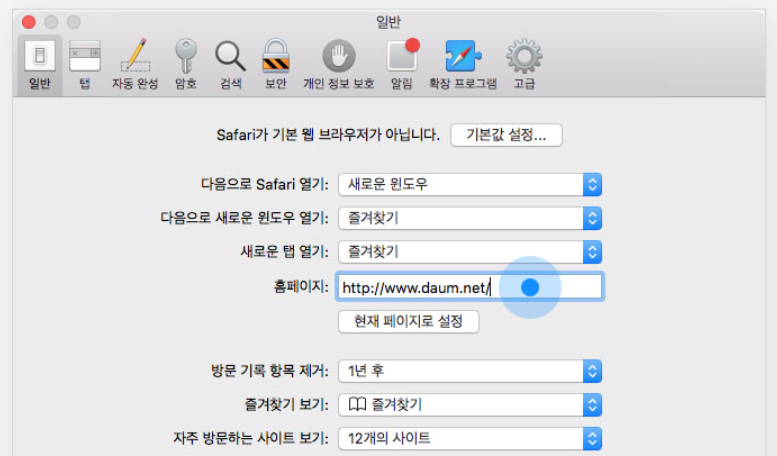 [홈페이지] URL 입력란에 &lsquo;https://www.daum.net&rsquo;을 입력합니다.