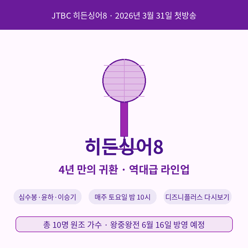 2026 히든싱어8 출연진 라인업 관련 포스터 이미지