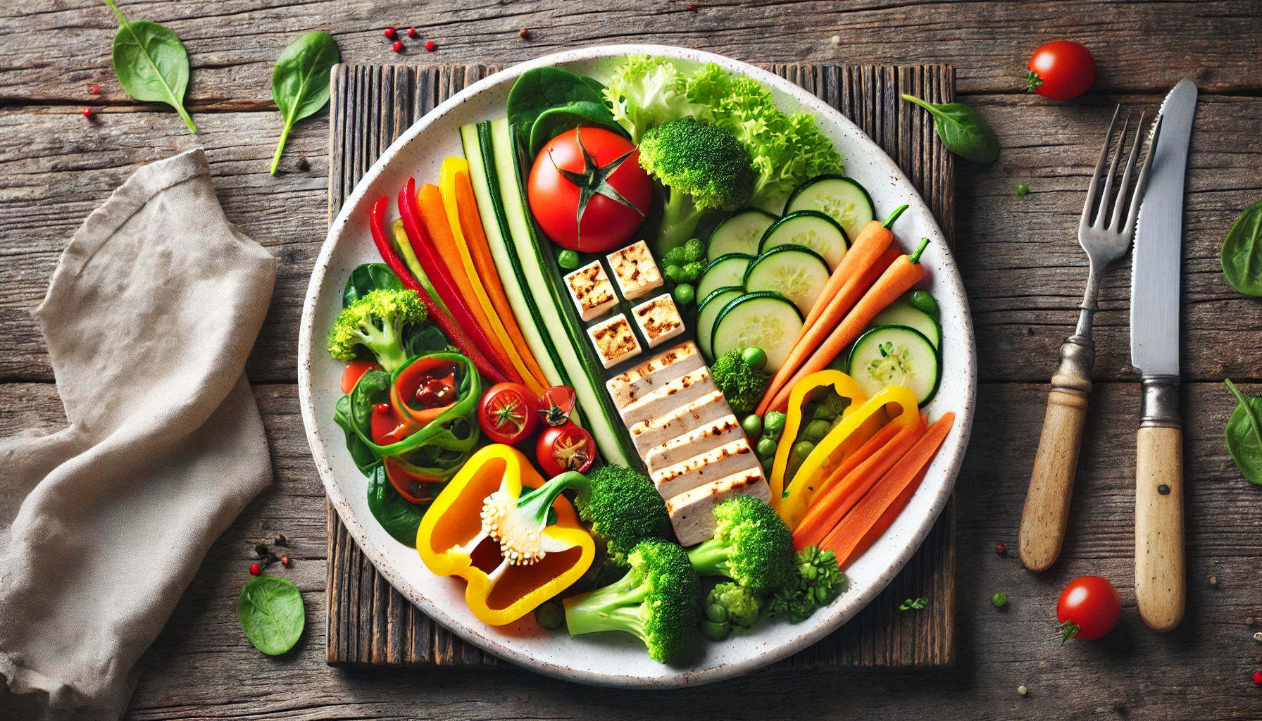 다양한 채소와 단백질로 구성된 건강한 식사