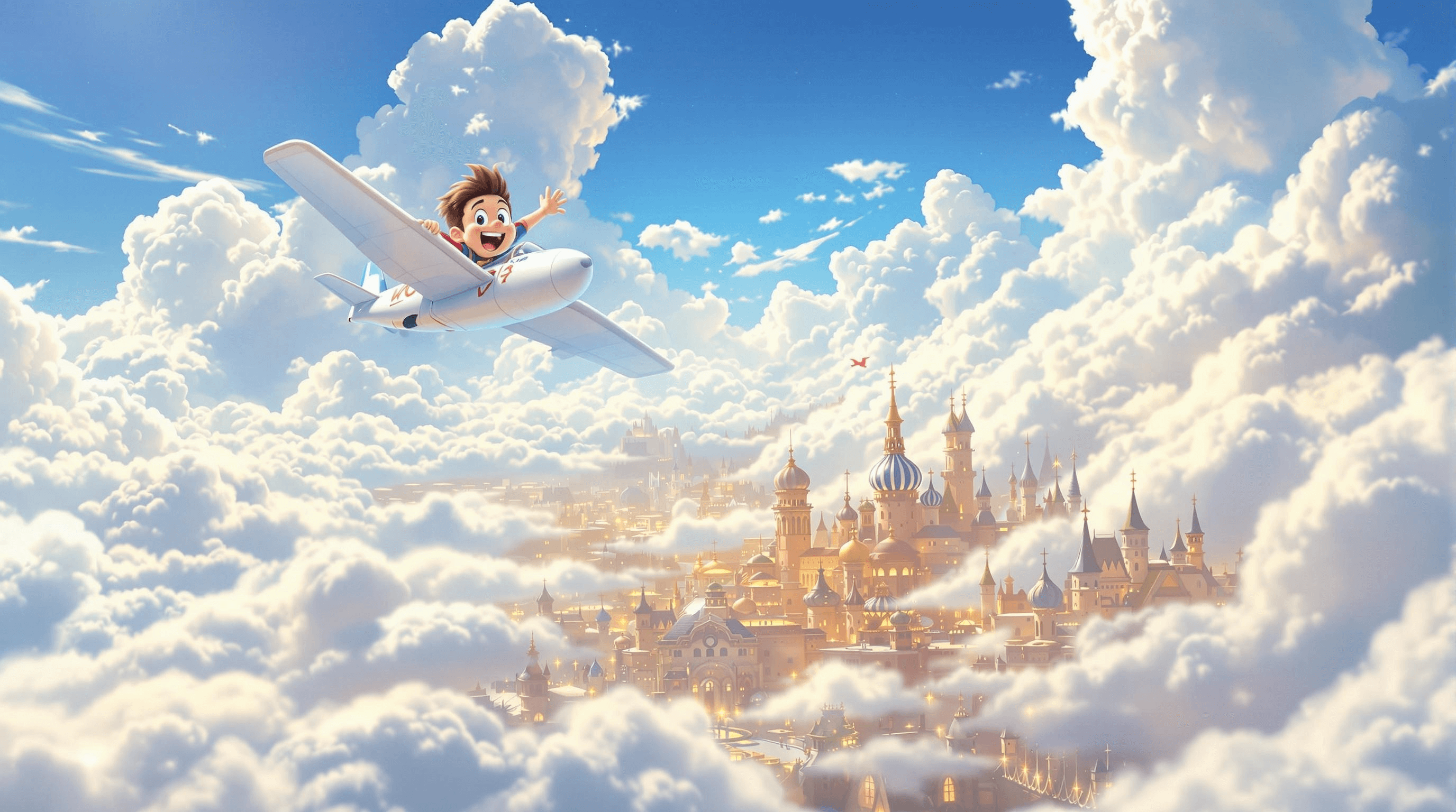 상상으로 하늘을 나는 이미지