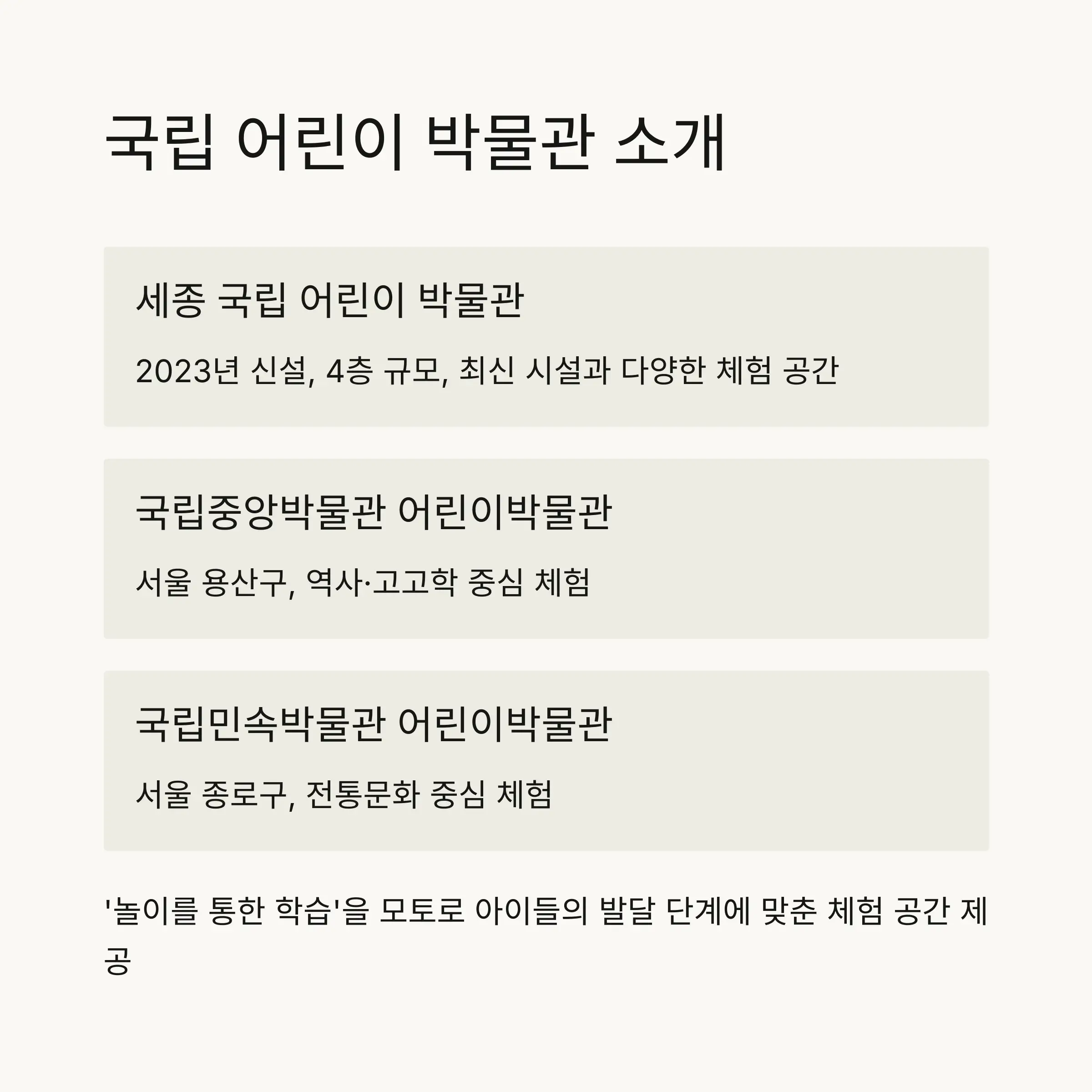 🏛️ 국립 어린이 박물관 개요