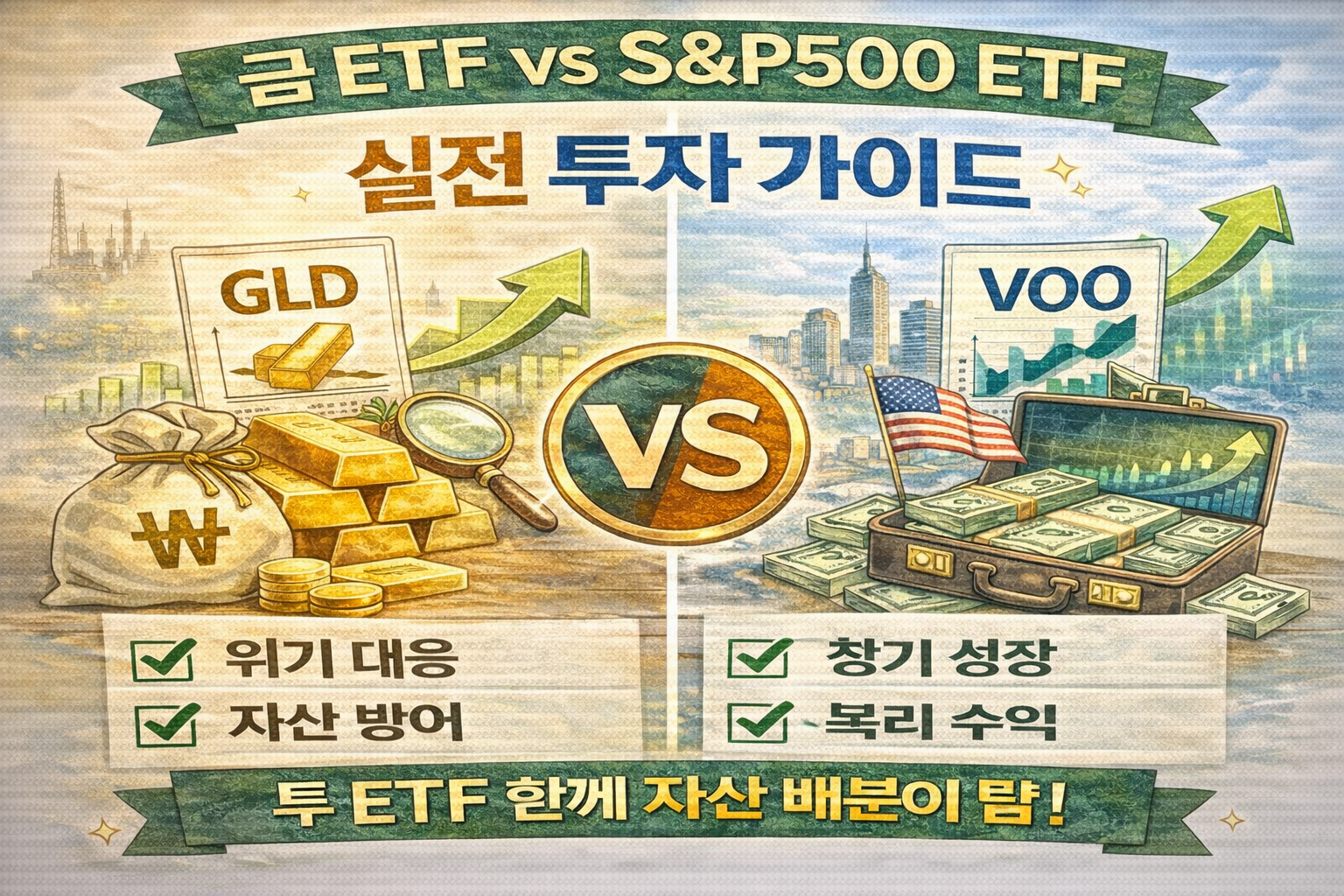 금 ETF vs S&amp;P500 ETF 실전 투자 가이드｜자산 배분의 핵심 선택