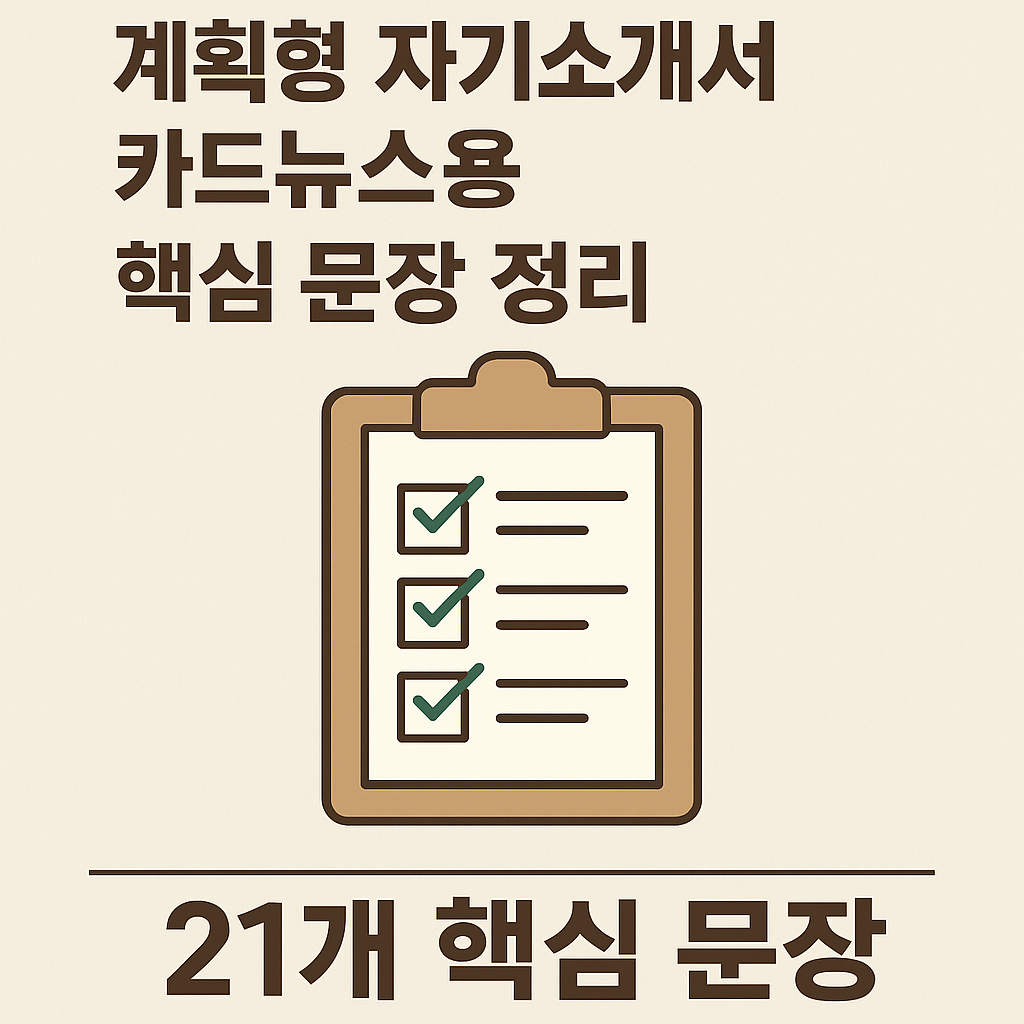 계획형 자기소개서 카드뉴스용 핵심 문장 정리