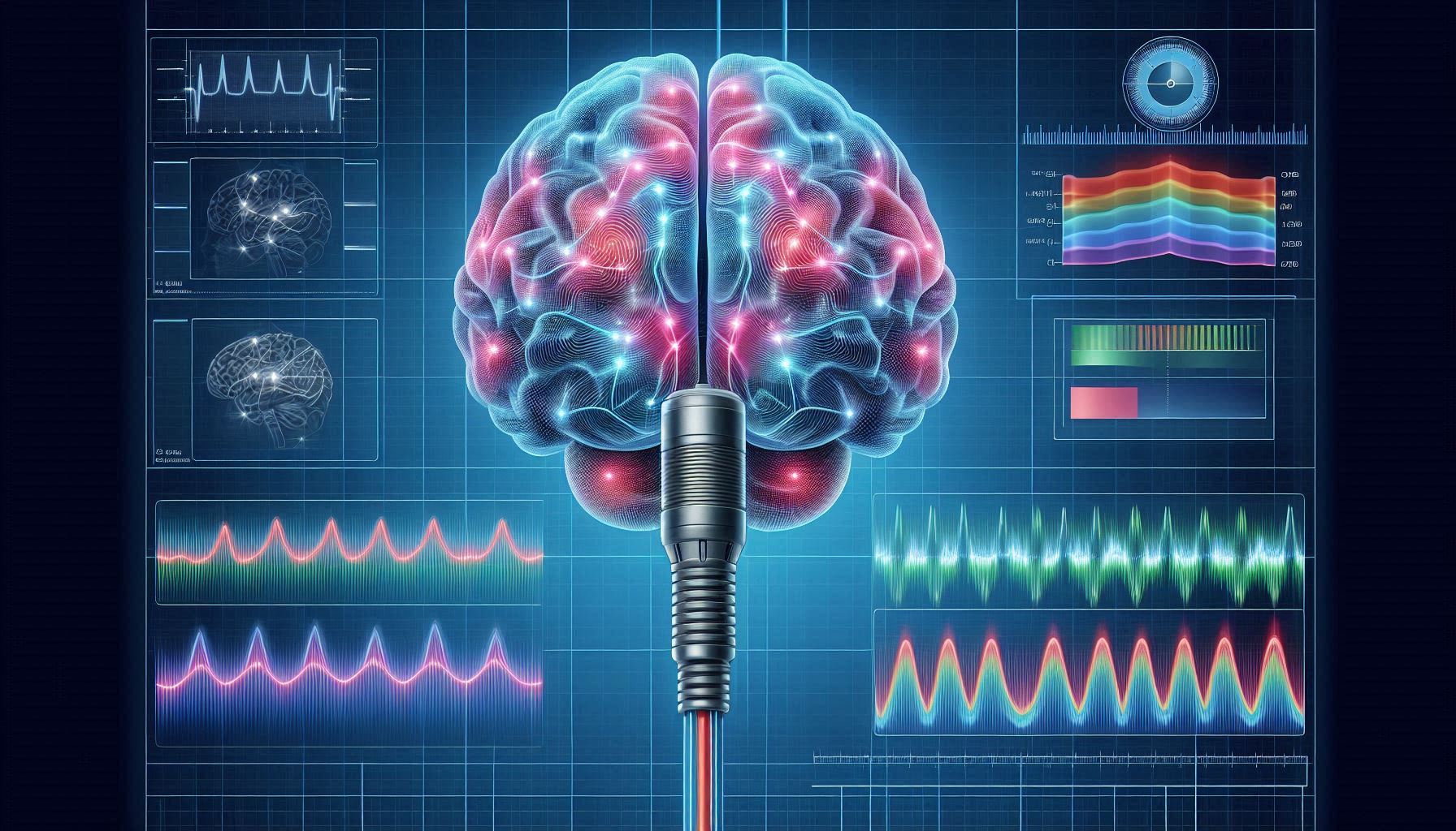 &quot;Medical illustration of H-coil Deep TMS treatment showing brain activation patterns with modern, professional style&quot;