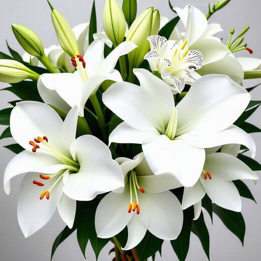 하얀 백합과 흰 아이리스