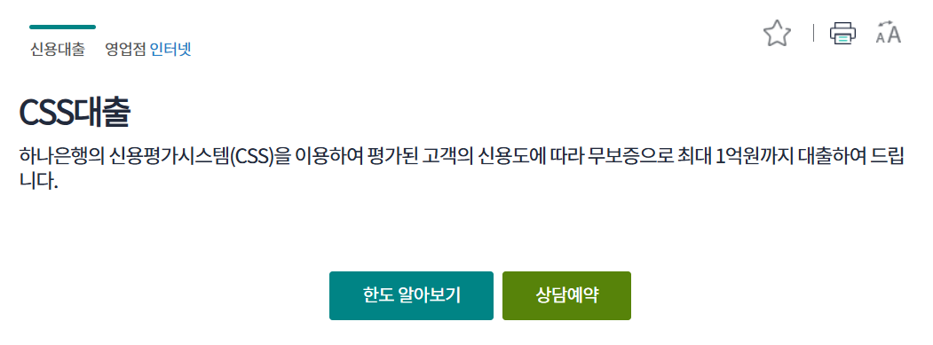 하나은행 CSS대출