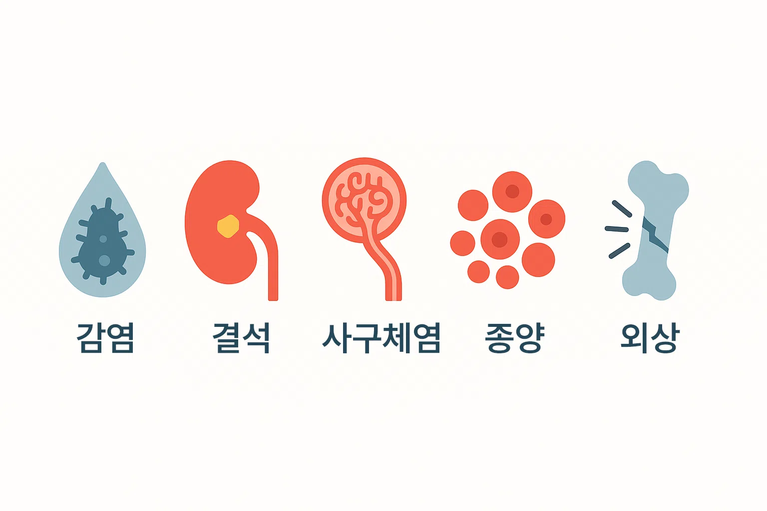 감염·결석·사구체염·종양·외상