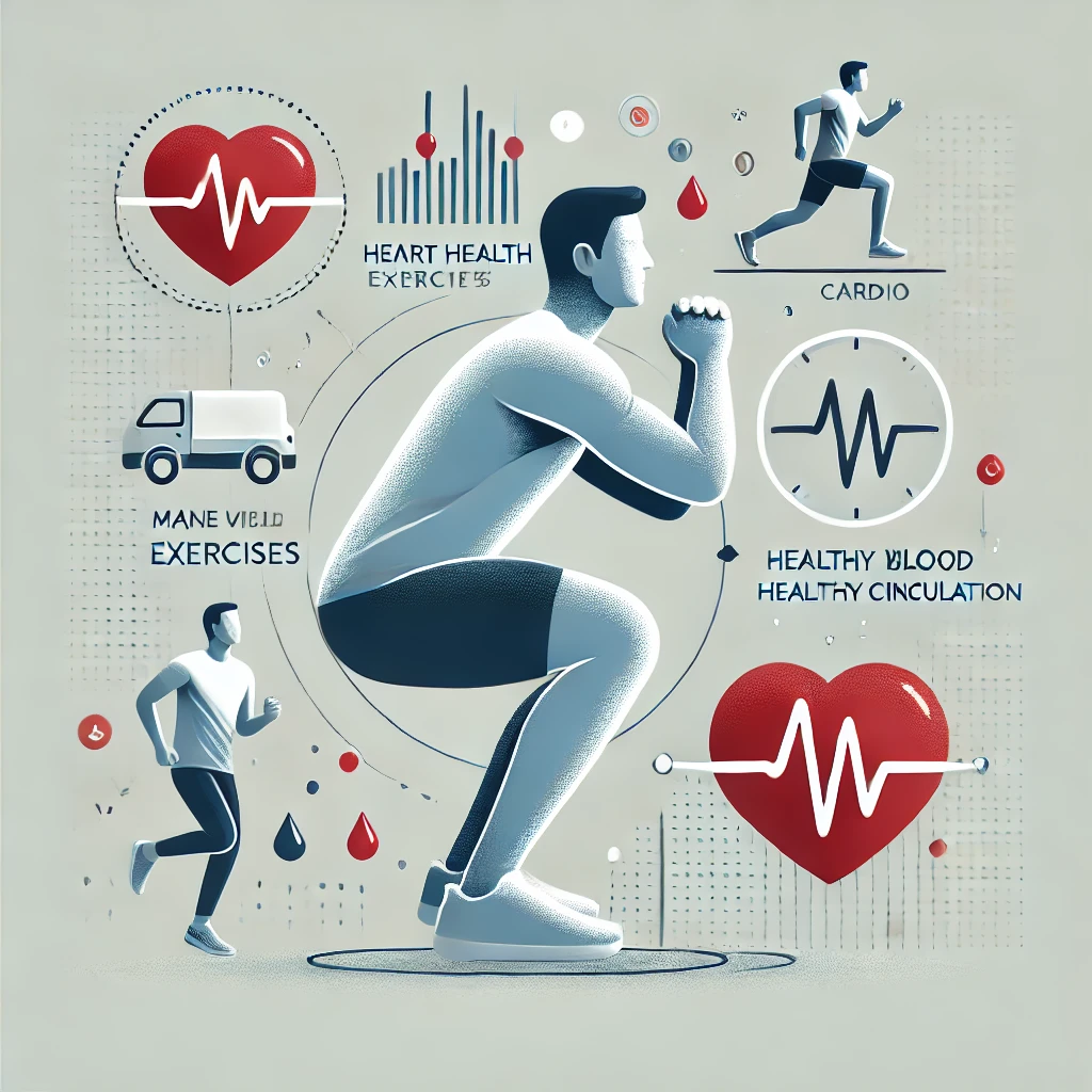 "유산소 운동과 스쿼트를 통해 심장 건강과 혈류를 개선하는 남성 건강 운동"