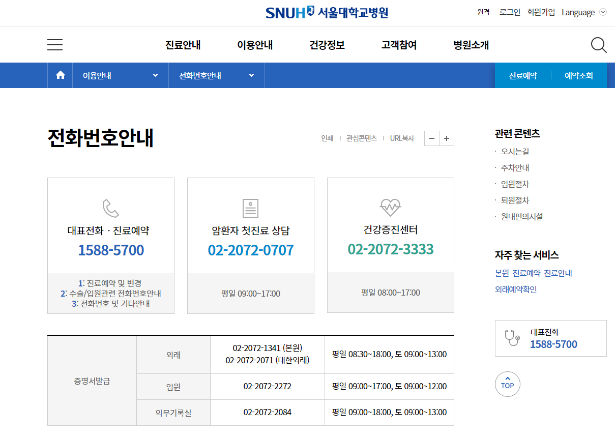 서울대학교병원 예약방법 대리처방