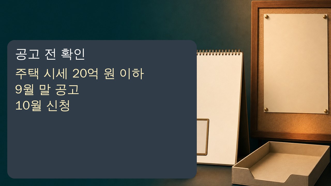 전월세 안심신탁 공고 전 주택 시세 20억 원 이하와 9월 말 공고 10월 신청을 점검하는 이미지