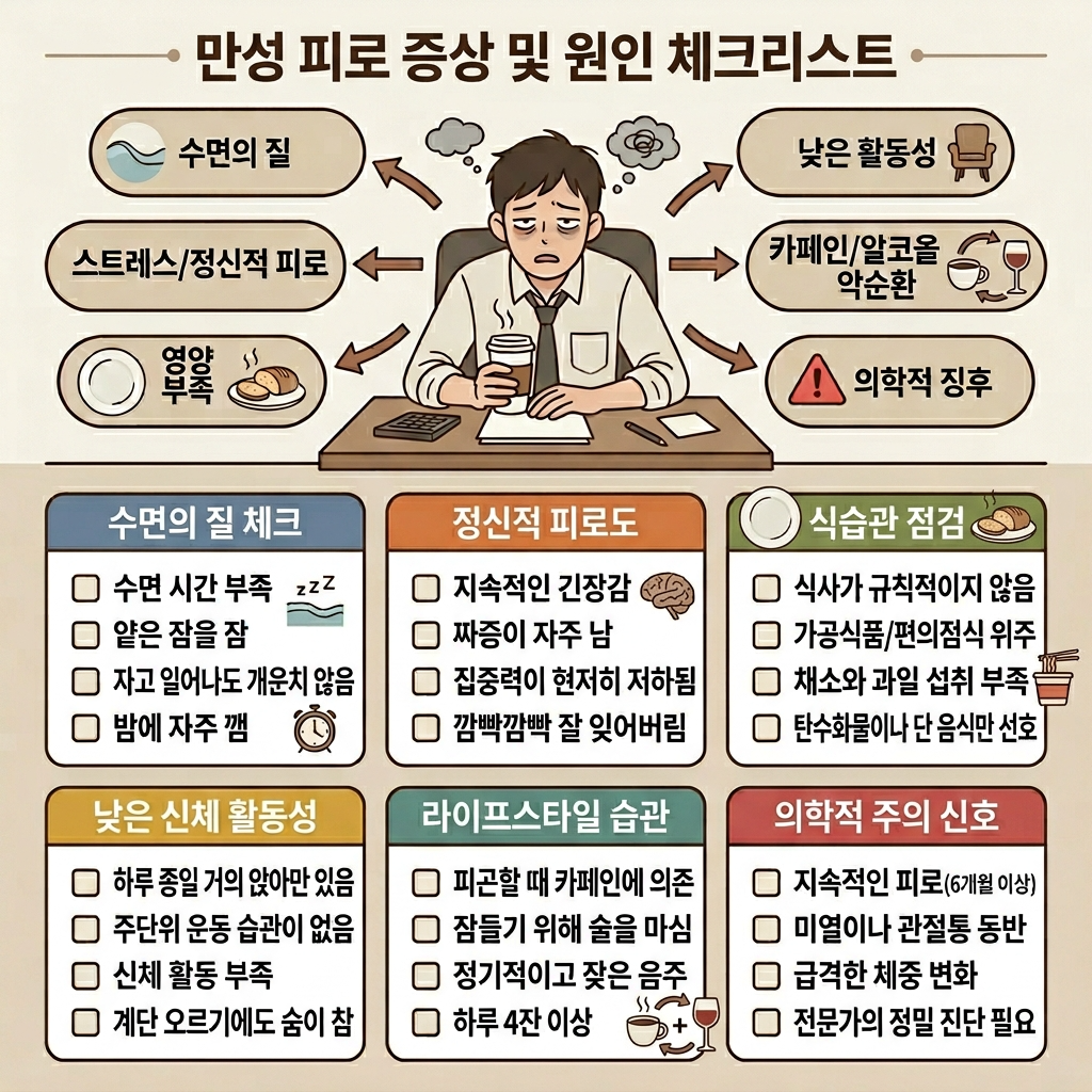 만성 피로의 원인 점검 체크리스트, &ldquo;쉬어도 안 낫는 피곤함&rdquo; 해부하기
