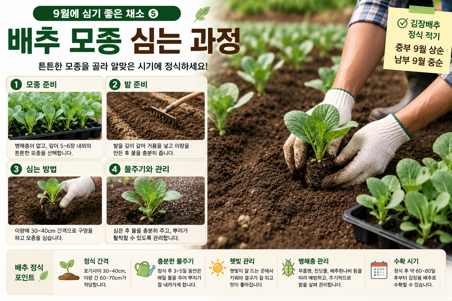 9월 김장배추 모종 심는 시기와 방법