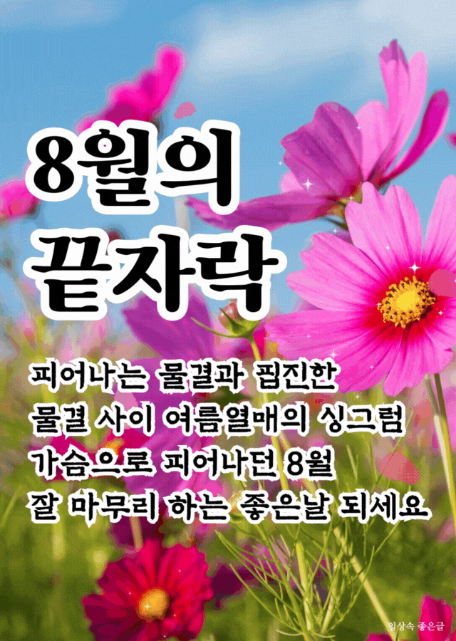 8월 마무리 끝자락 인사말 문자 이미지