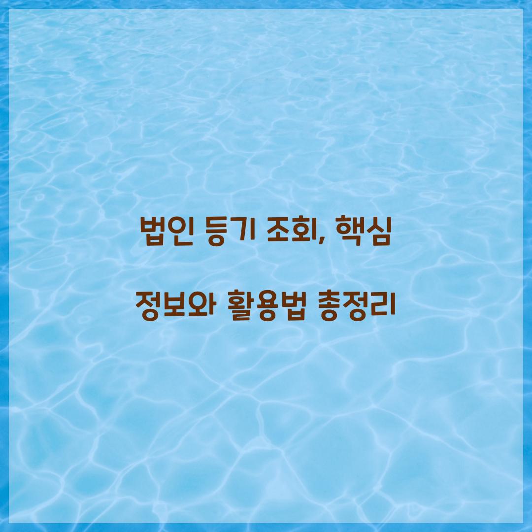 법인 등기 조회