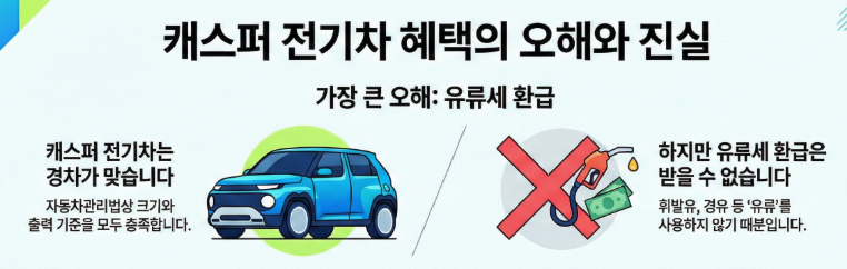 캐스퍼 전기차는 경형자동차에 해당 하지만 경차 유류세 환급 대상은 아님