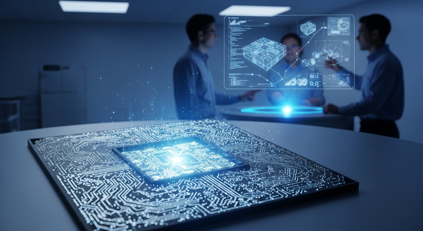 한국의 첨단 반도체 기술력과 우수한 AI 엔지니어 인력을 상징하는 이미지.