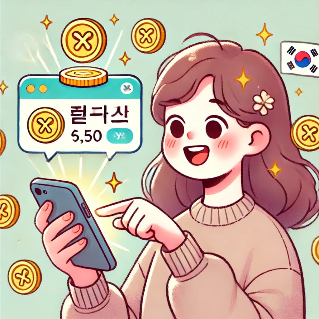 통장을 보며 행복해하는 여성의 모습