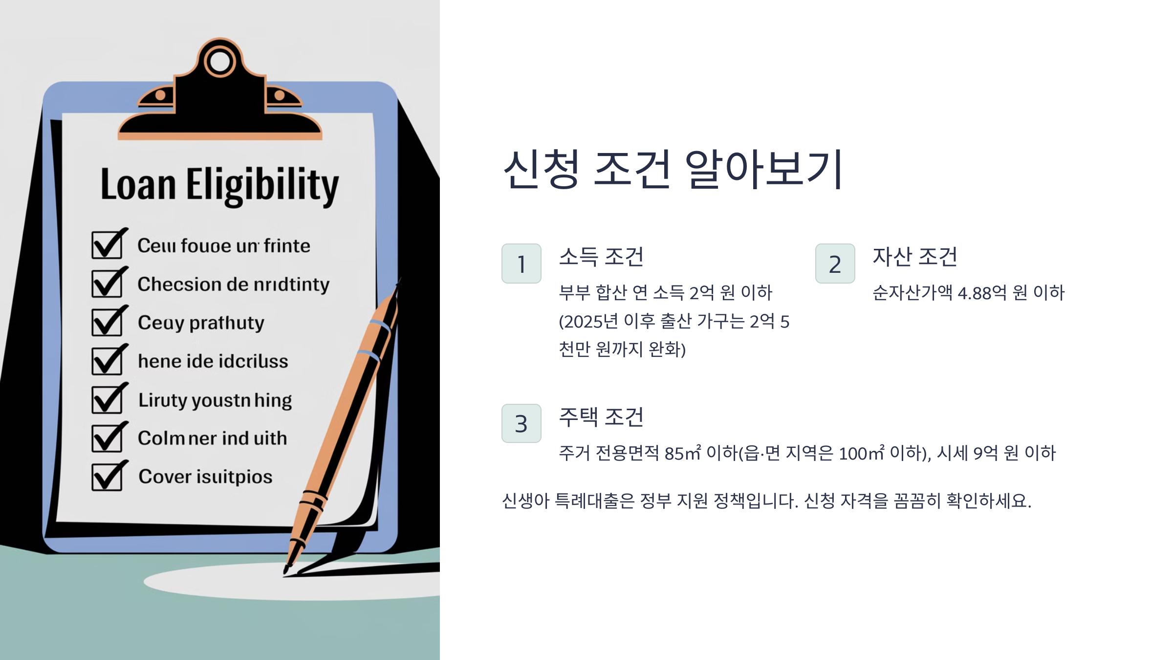 신생아 특례대출 신청 조건