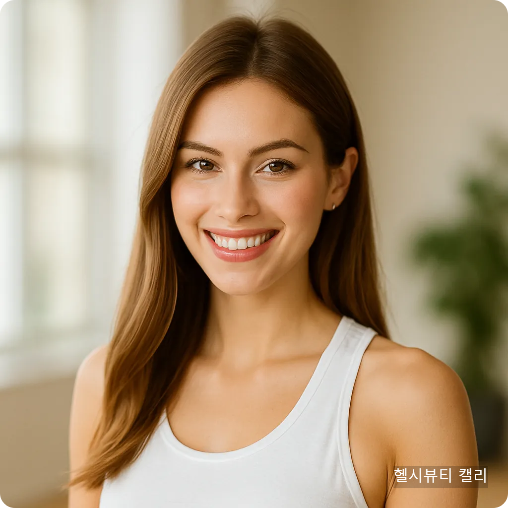 자연광 아래 건강한 미소를 짓는 20대 여성 모델