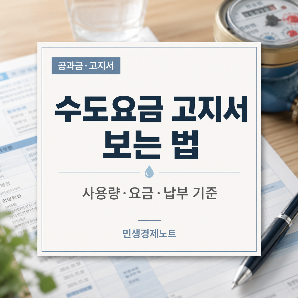 수도요금 고지서에서 사용량, 상수도요금, 하수도요금, 물이용부담금, 전자수용가번호, 납부기한을 확인하는 방법을 정리했습니다.