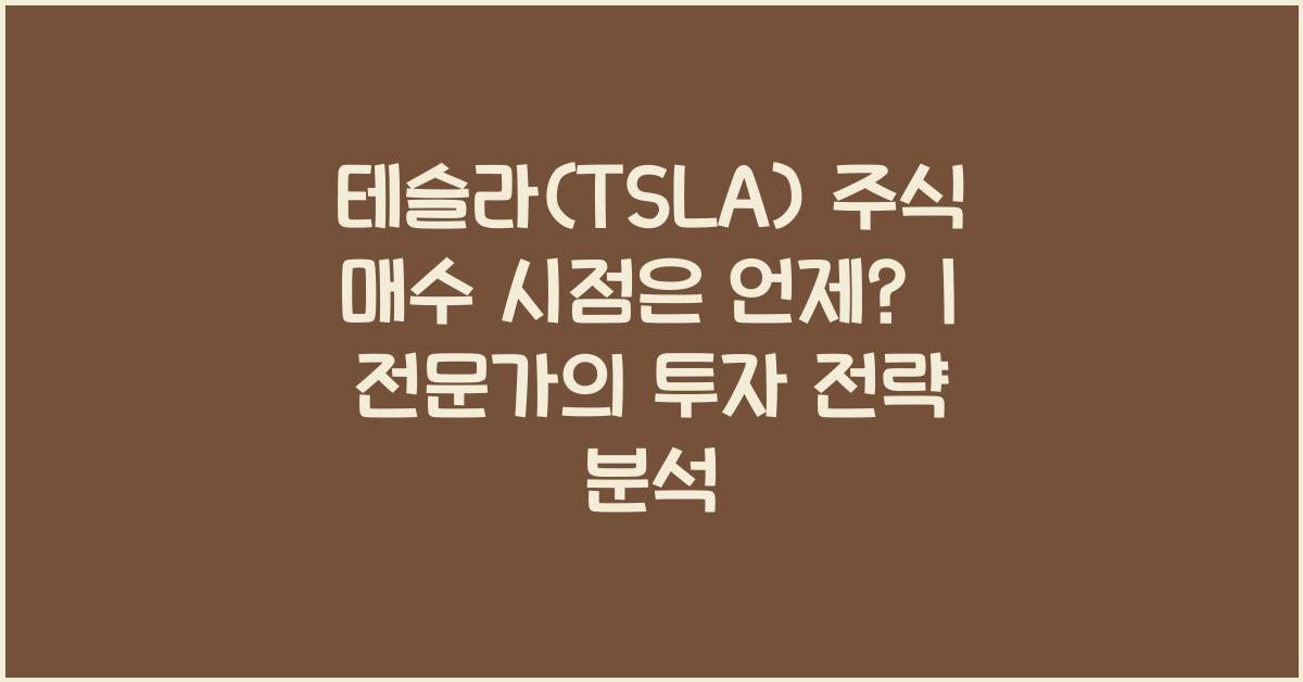 테슬라(TSLA) 주식 매수 시점