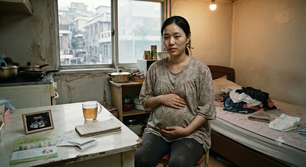 가정형편이 어려운 임산부의 모습