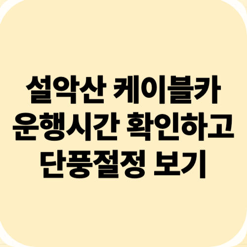 설악산 케이블카 운행시간 단풍절정시기