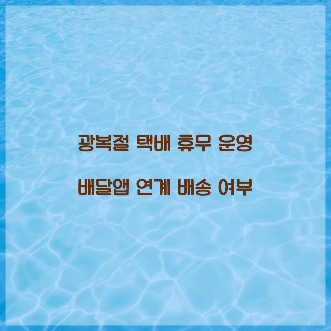 광복절 택배 휴무 운영 배달앱 연계 배송 여부