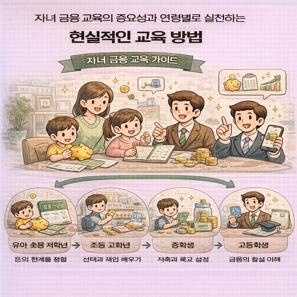 자녀 금융 교육 가이드 인포그래픽