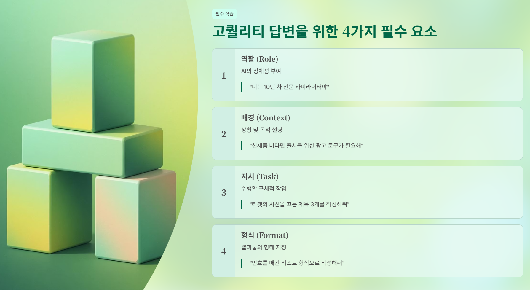 고퀄리티 답변을 끌어내는 4가지 필수 구성 요소