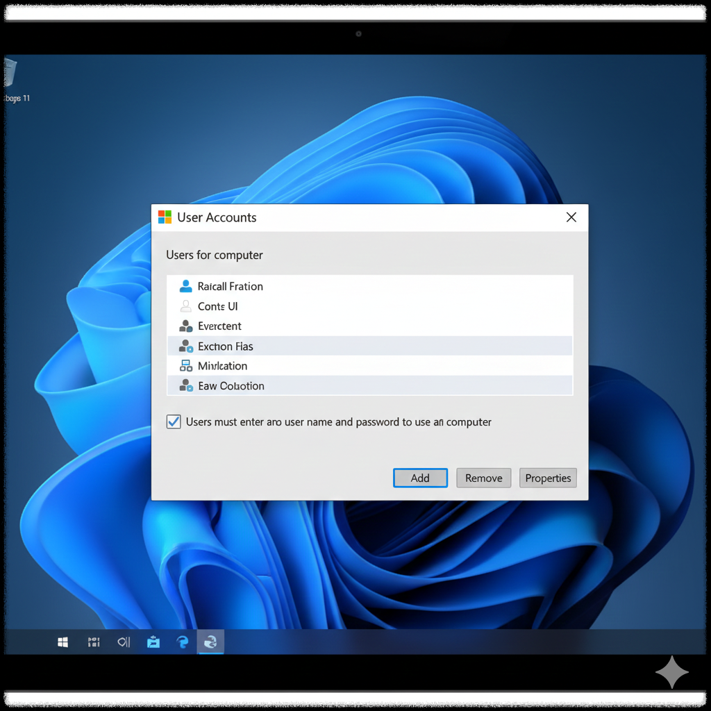 윈도우 11에서 netplwiz로 자동 로그인을 설정하는 사용자 계정 화면