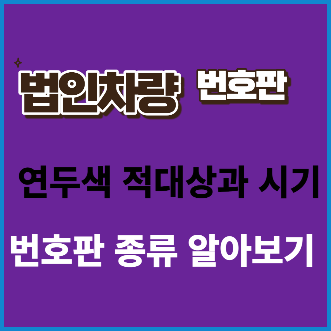 법인 차량 적용 대상과 시기 번호판 종류 알아보기