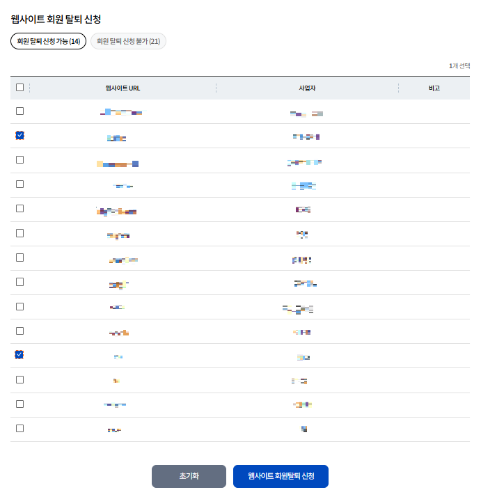 개인정보 포털 웹사이트 회원탈퇴