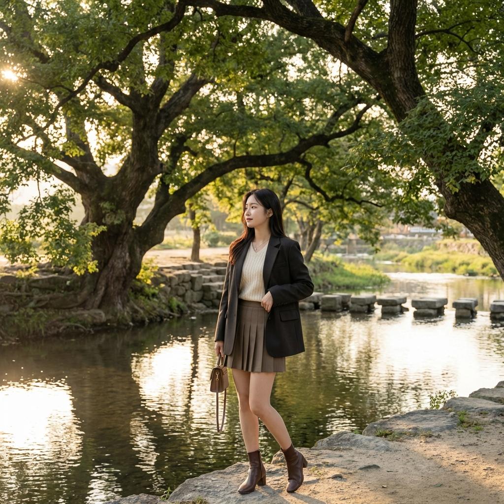 관방제림 인생 사진을 위한 물 그림자 반영 스팟 위치