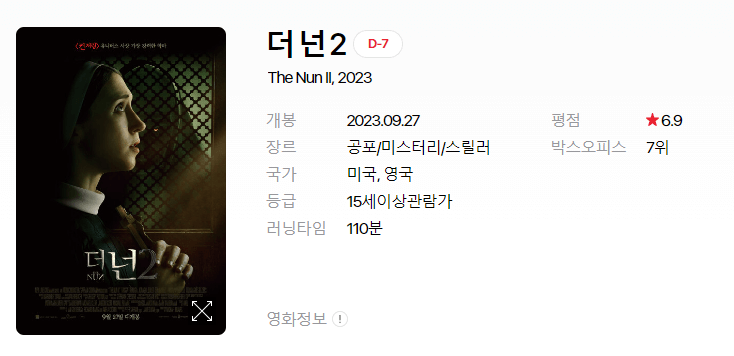 영화 개봉예정작 순위 2023년 9월 세째주
