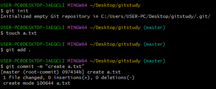 master 브랜치에서 파일 생성 및 commit