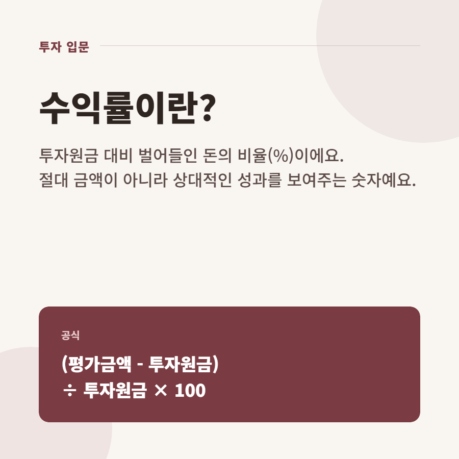 수익률 10%랑 수익금 10만 원, 어떤 게 더 좋은 건지 헷갈려요