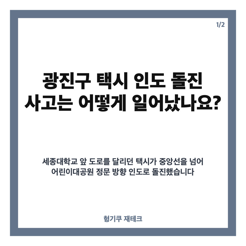 졸음운전 택시 참변, 서울 광진구 인도 돌진 사고 경위와 피해 상황 카드뉴스 1