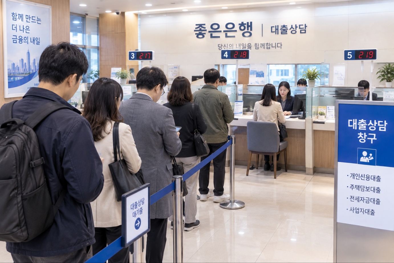 대출 신청 창구 앞