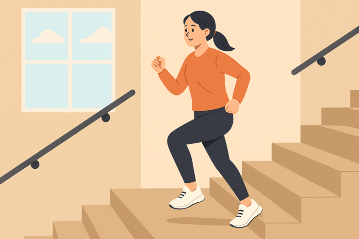 계단오르기 운동을 하는 여성