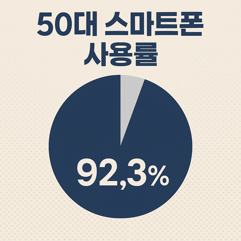 50대 스마트폰 사용률 92.3% 통계 인포그래픽